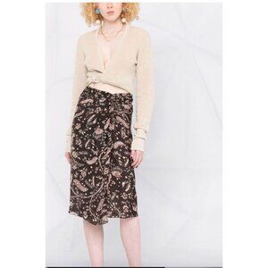 BA&SH Camille Black Floral Print Skirt Size 8